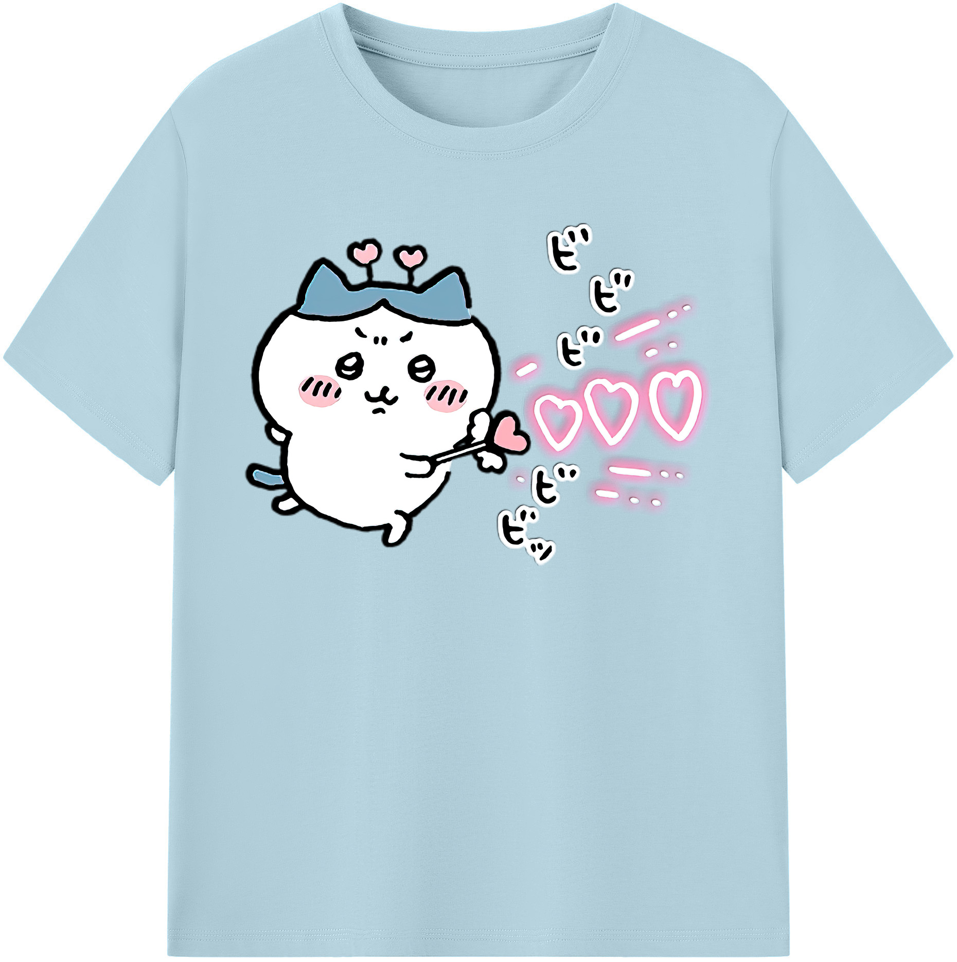 （画像用） ちいかわ ハチワレ Chii-kawa hachiware 綿100％半袖Tシャツ（フロントプリント）